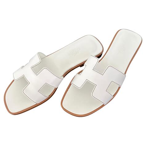 hermes white slides|hermes oran new style.